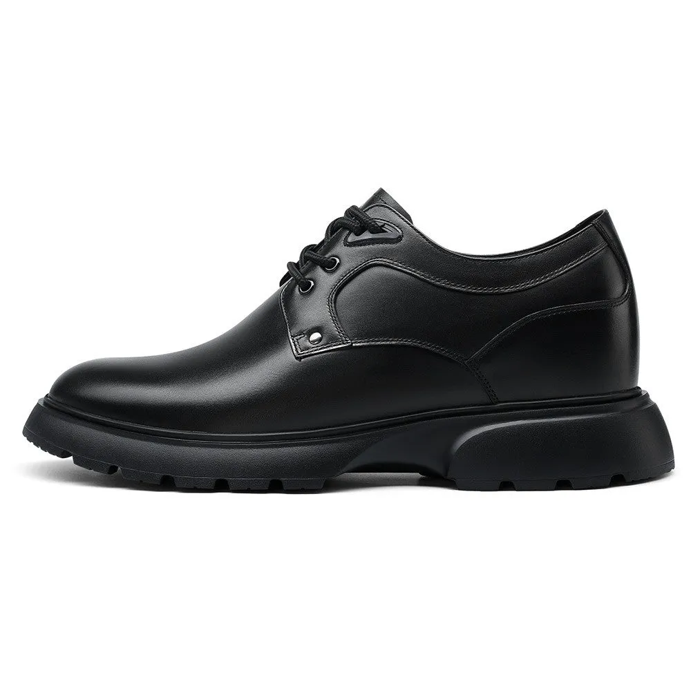 7 CM/2.76 Inches CMR CHAMARIPA Elevate Shoes Black Leather Derby Shoes with a 7cm Lift