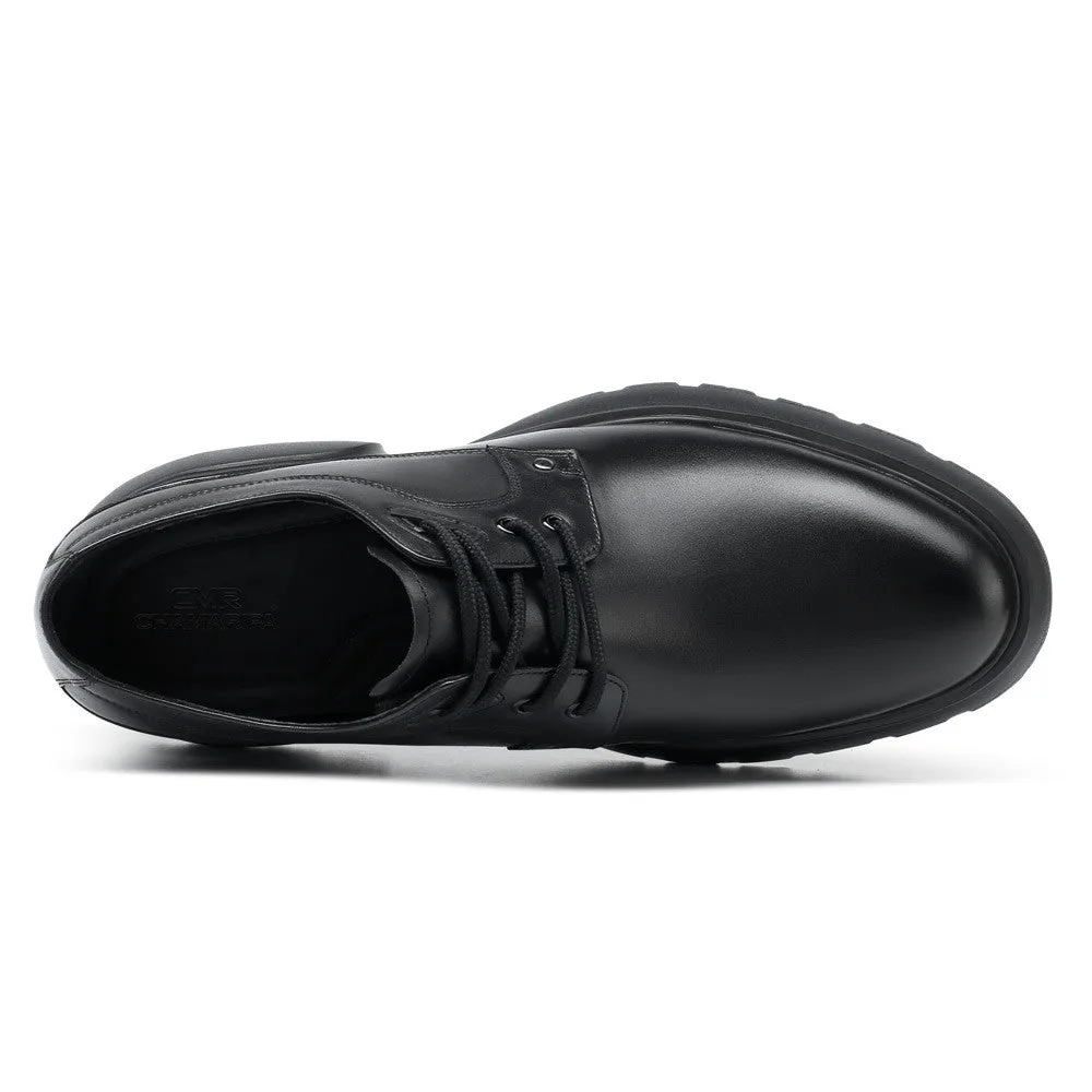 7 CM/2.76 Inches CMR CHAMARIPA Elevate Shoes Black Leather Derby Shoes with a 7cm Lift