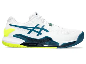 Asics Gel-Resolution 9 White/Restful Teal Men's WIDE (2E) Tennis Shoes