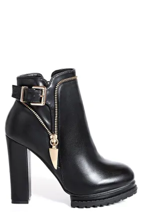 Black Ankle Boots with Tractor Sole