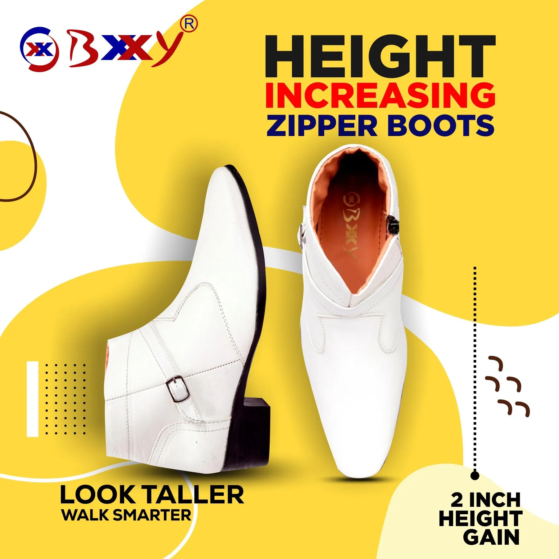 BXXY Height Increasing Ankle Zipper Boots For Men