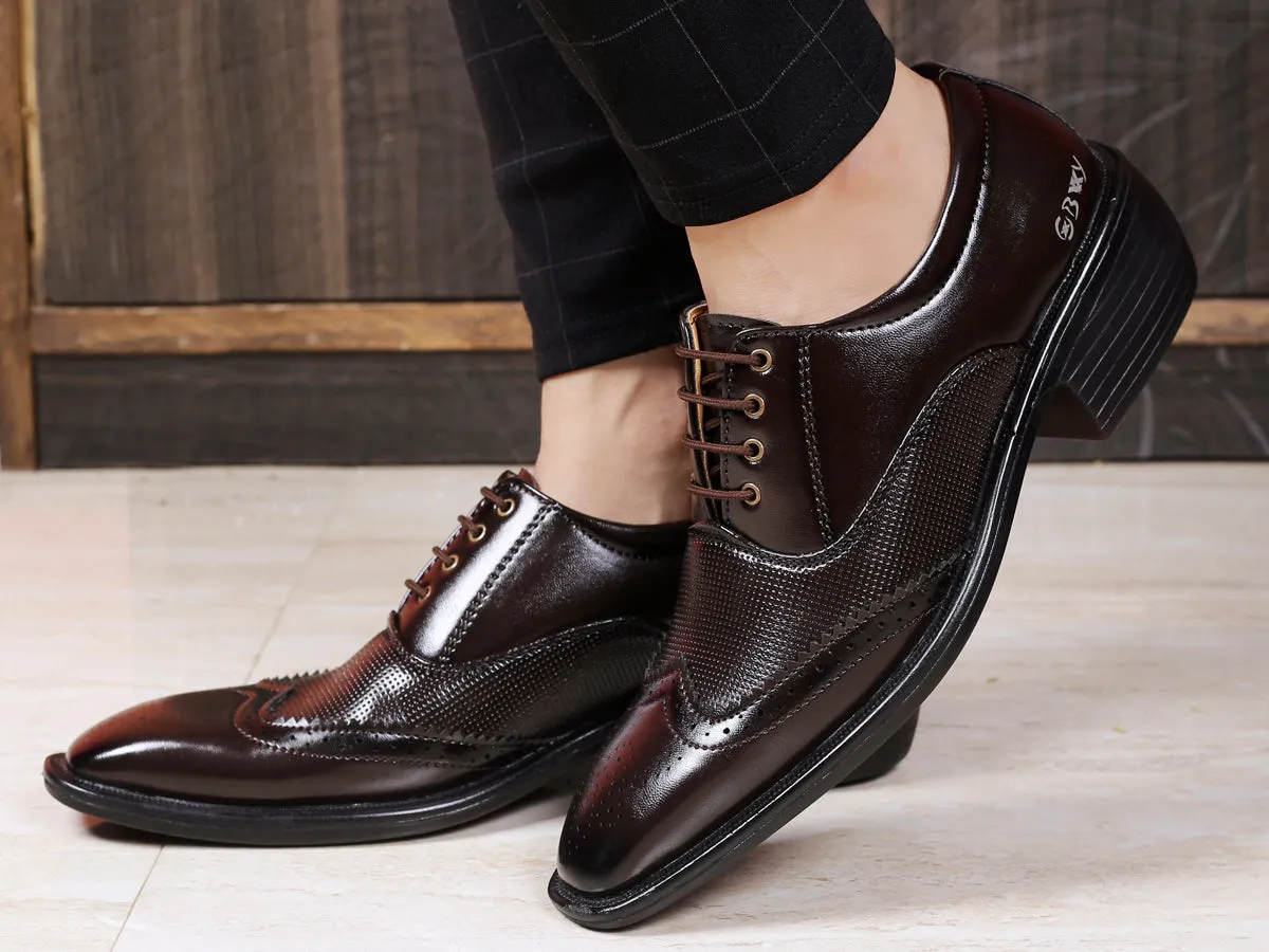 Bxxy Height Increasing Office Wear Formal Brogue Lace-up Shoes For Men