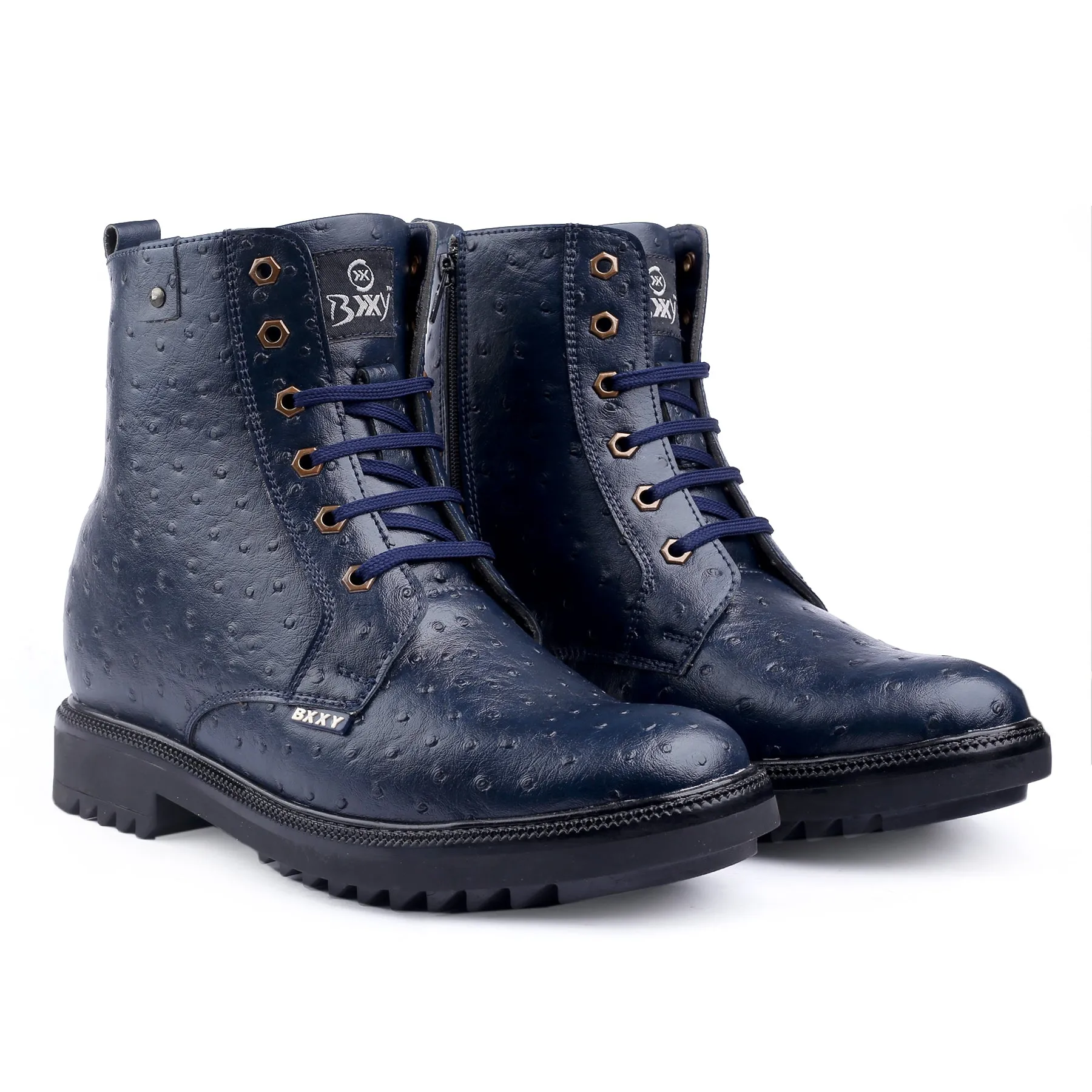 Bxxy's 4 Inch Hidden Height Increasing Faux Leather Textured Boots for Men