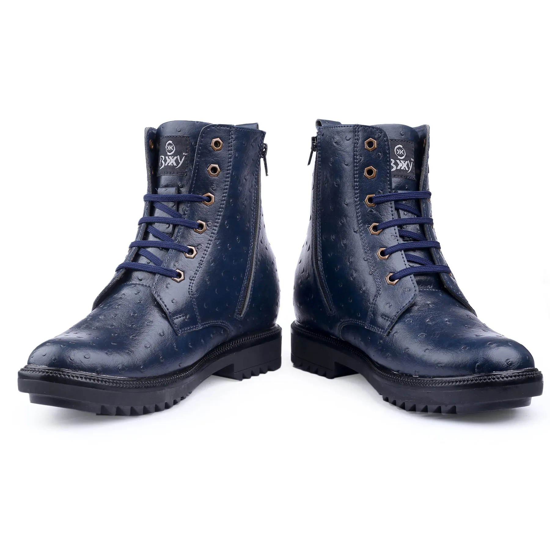 Bxxy's 4 Inch Hidden Height Increasing Faux Leather Textured Boots for Men