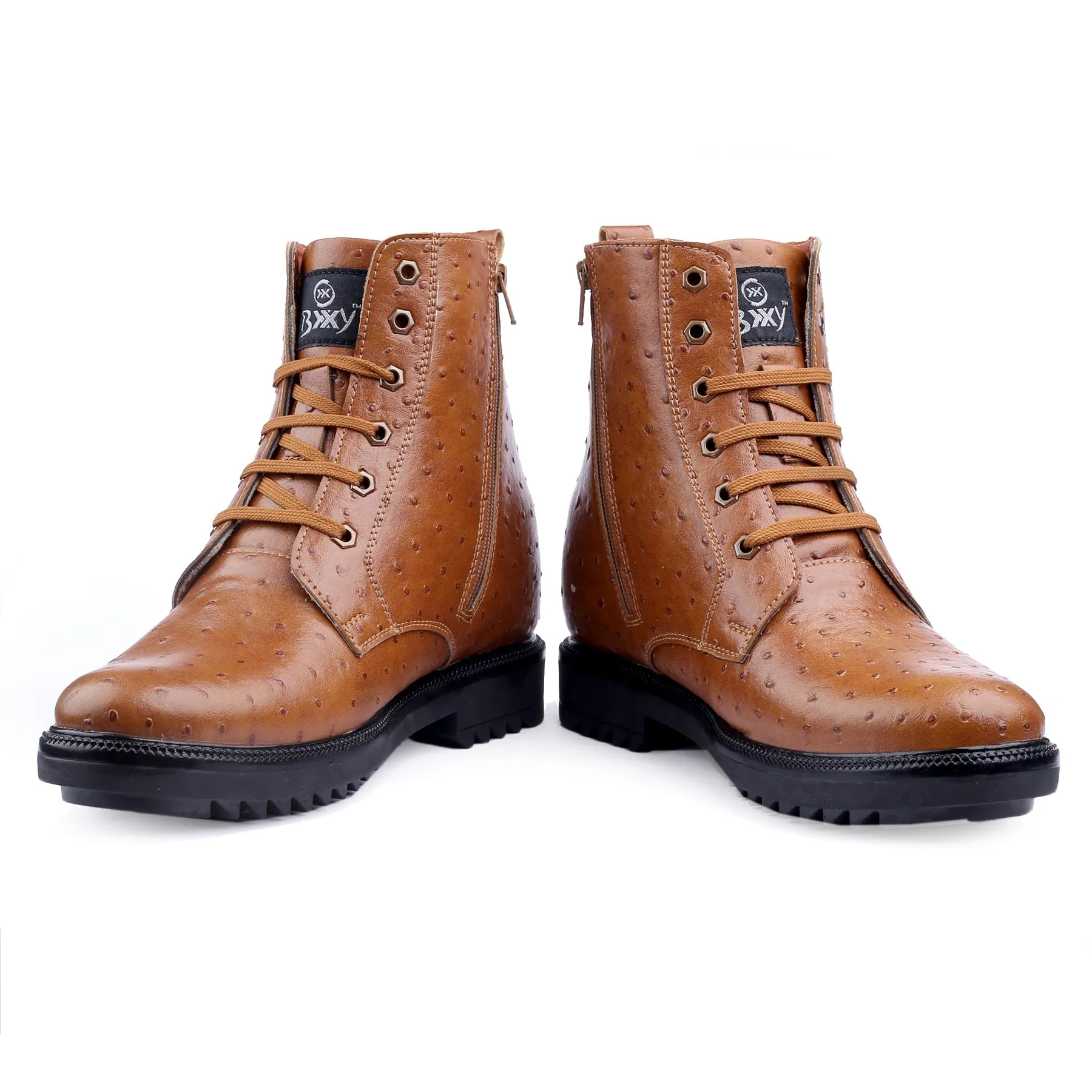 Bxxy's 4 Inch Hidden Height Increasing Faux Leather Textured Boots for Men