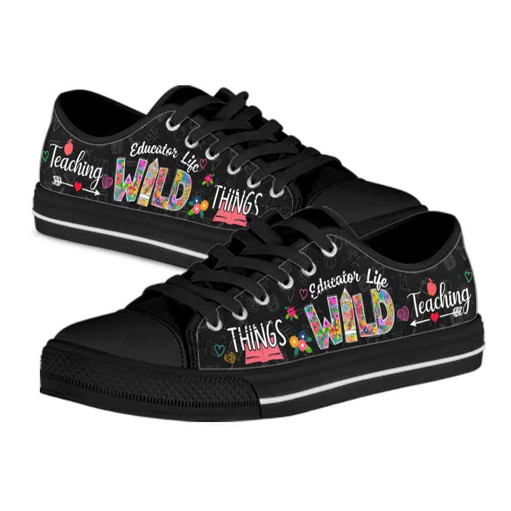 Educator Life Teaching Wild Things Low Top Shoes, Teacher Shoes, Low Top Sneakers