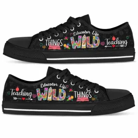 Educator Life Teaching Wild Things Low Top Shoes, Teacher Shoes, Low Top Sneakers