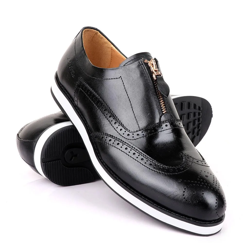 John Foster Zip Up Black Formal Shoe