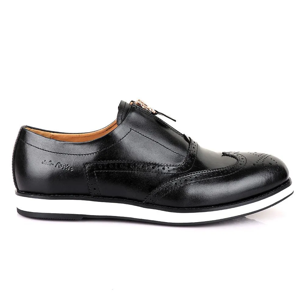 John Foster Zip Up Black Formal Shoe