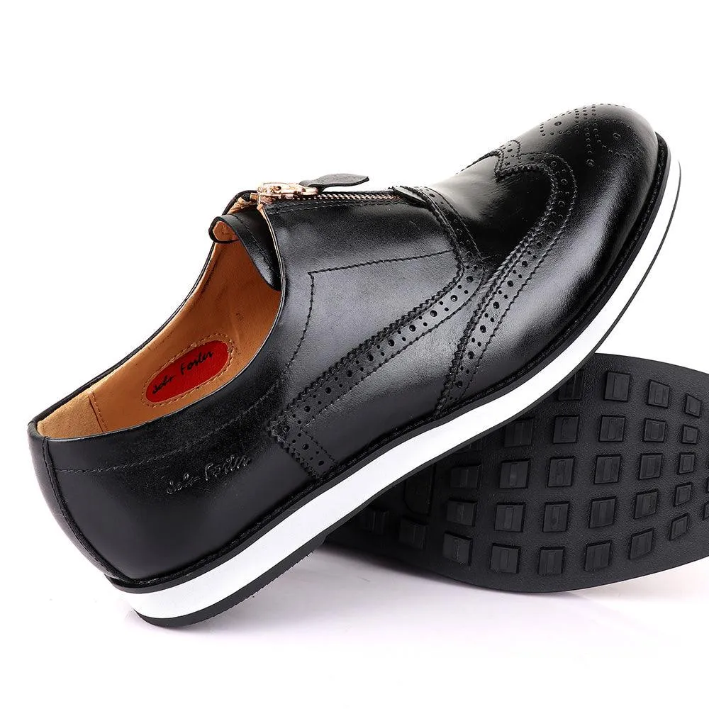 John Foster Zip Up Black Formal Shoe