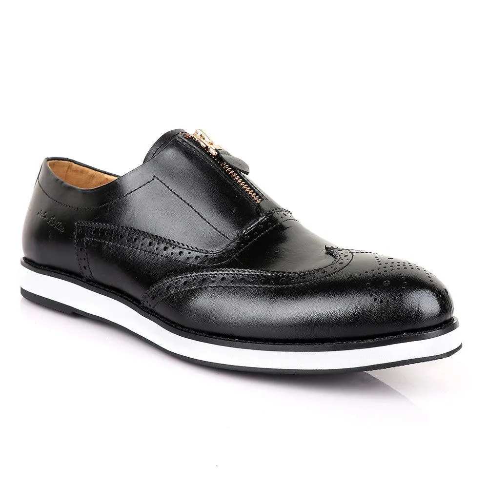 John Foster Zip Up Black Formal Shoe