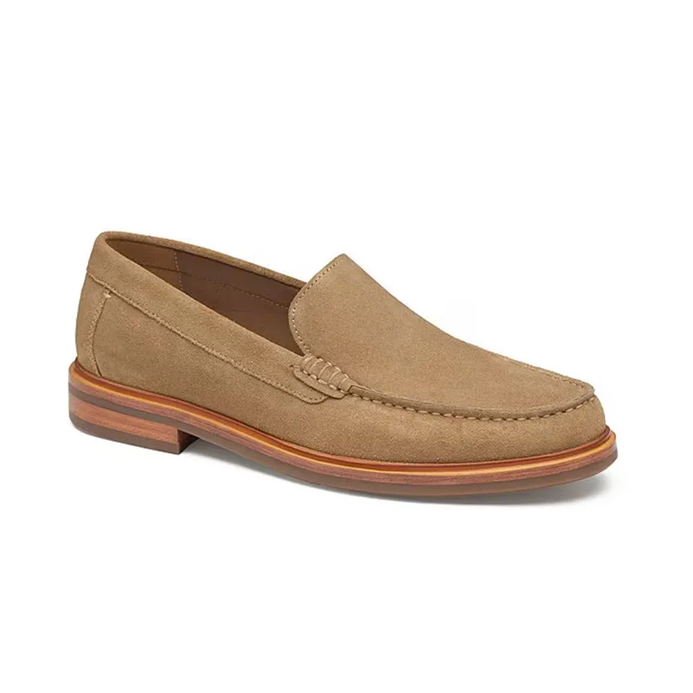 JOHNSTON & MURPHY LYLES VENETIAN SLIP ON TAUPE SUEDE - MENS