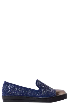 Mirror-Toe Embellished Plimsolls in Navy