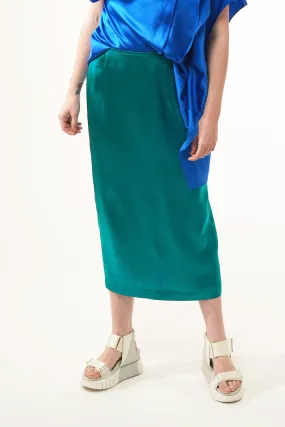 RIVOLI fresh green - silk long skirt