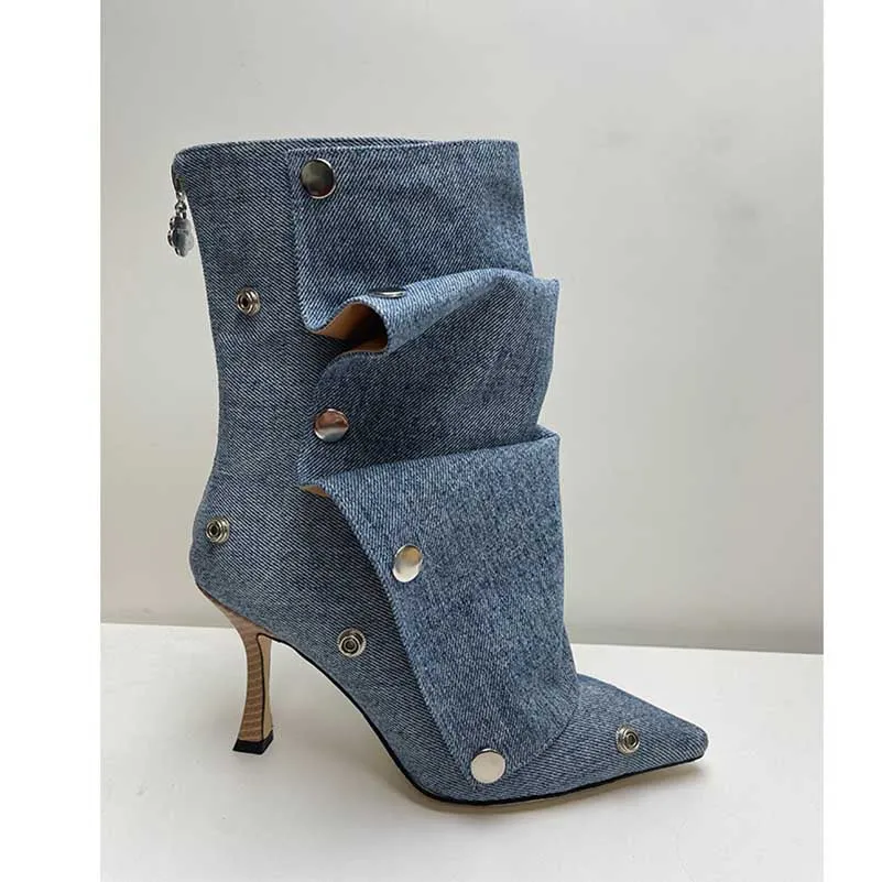 Snap Off Boots Short Stiletto Bootie With Removable Oversleeve