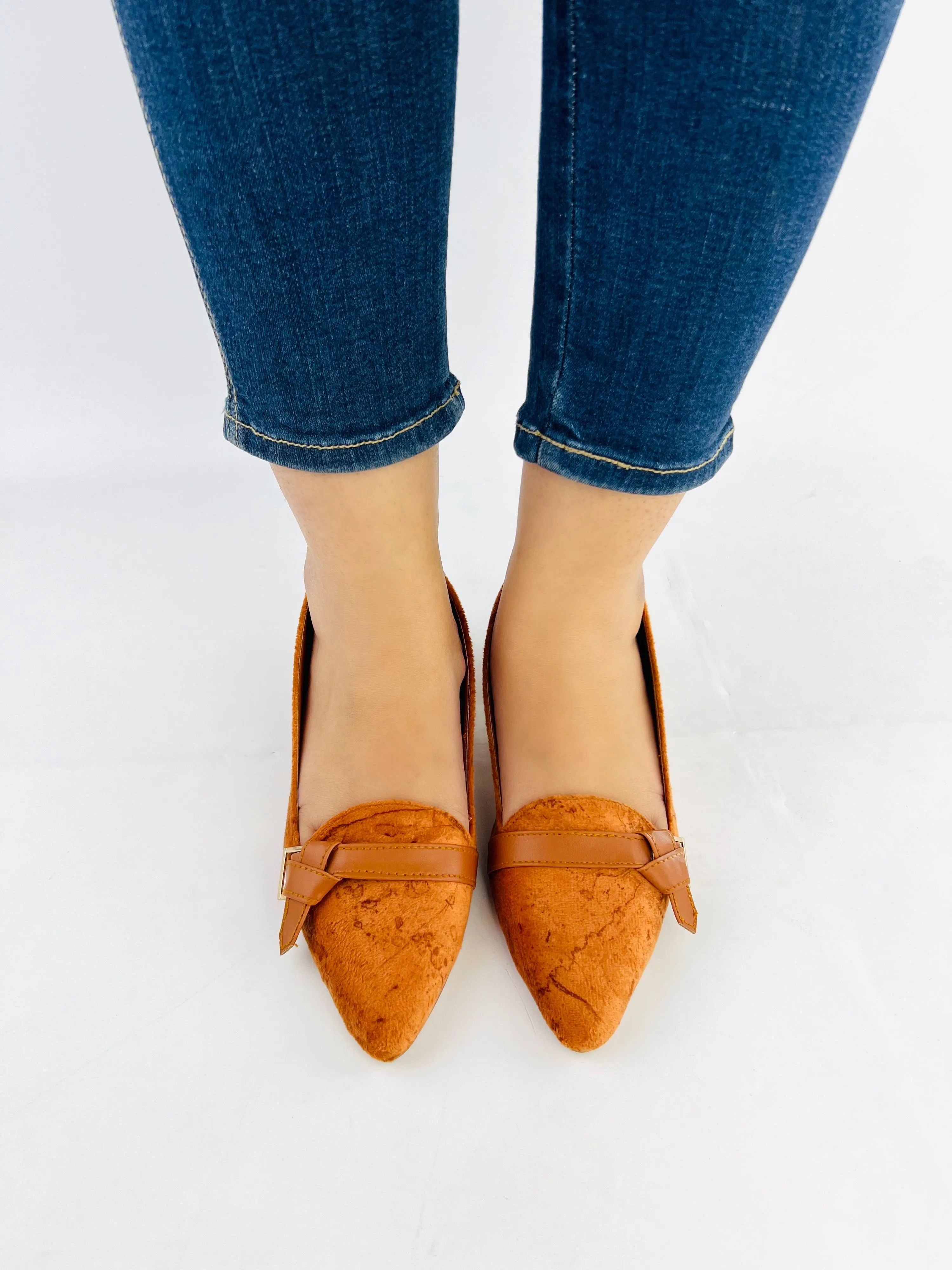 Spunkz Women’s Camel Brown Suede Court Shoes