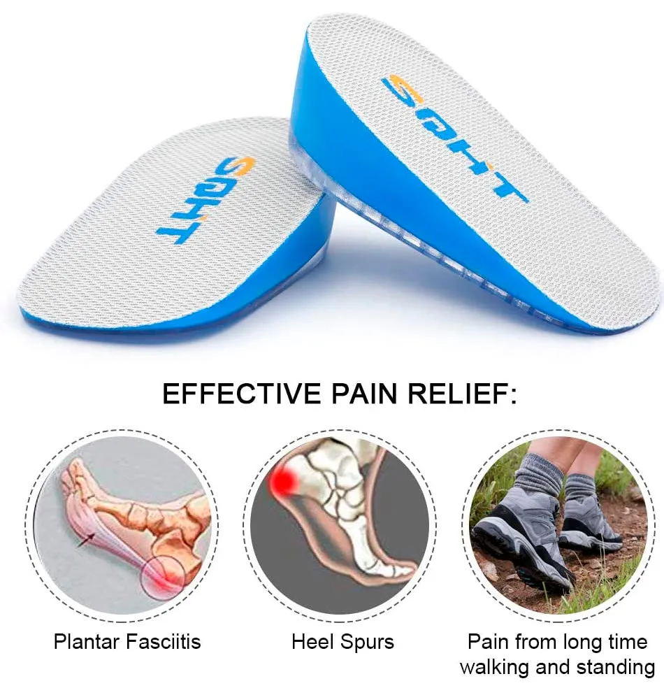 SQHT's Height Increase Insole - Gel Heel Shoe Lift Inserts, Achilles Tendon Cushion for Men and Women Color Blue&beige