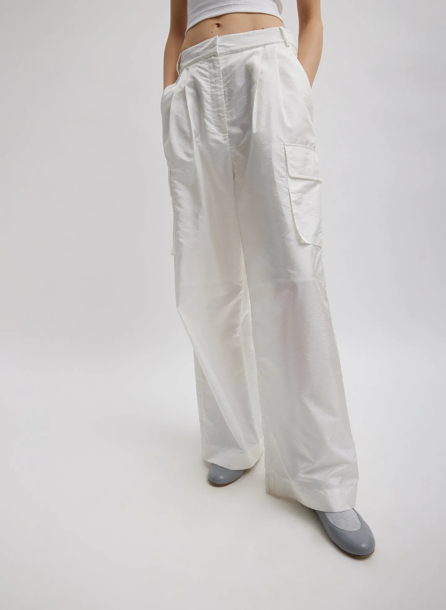 Stella Crispy Nylon Pleated Cargo Pant