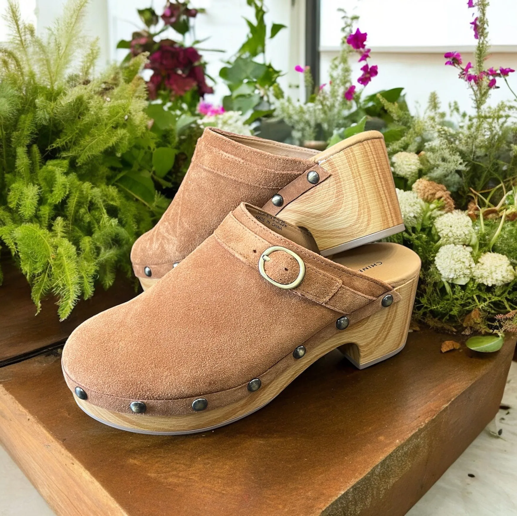 Suede Brown Sandal Clogs