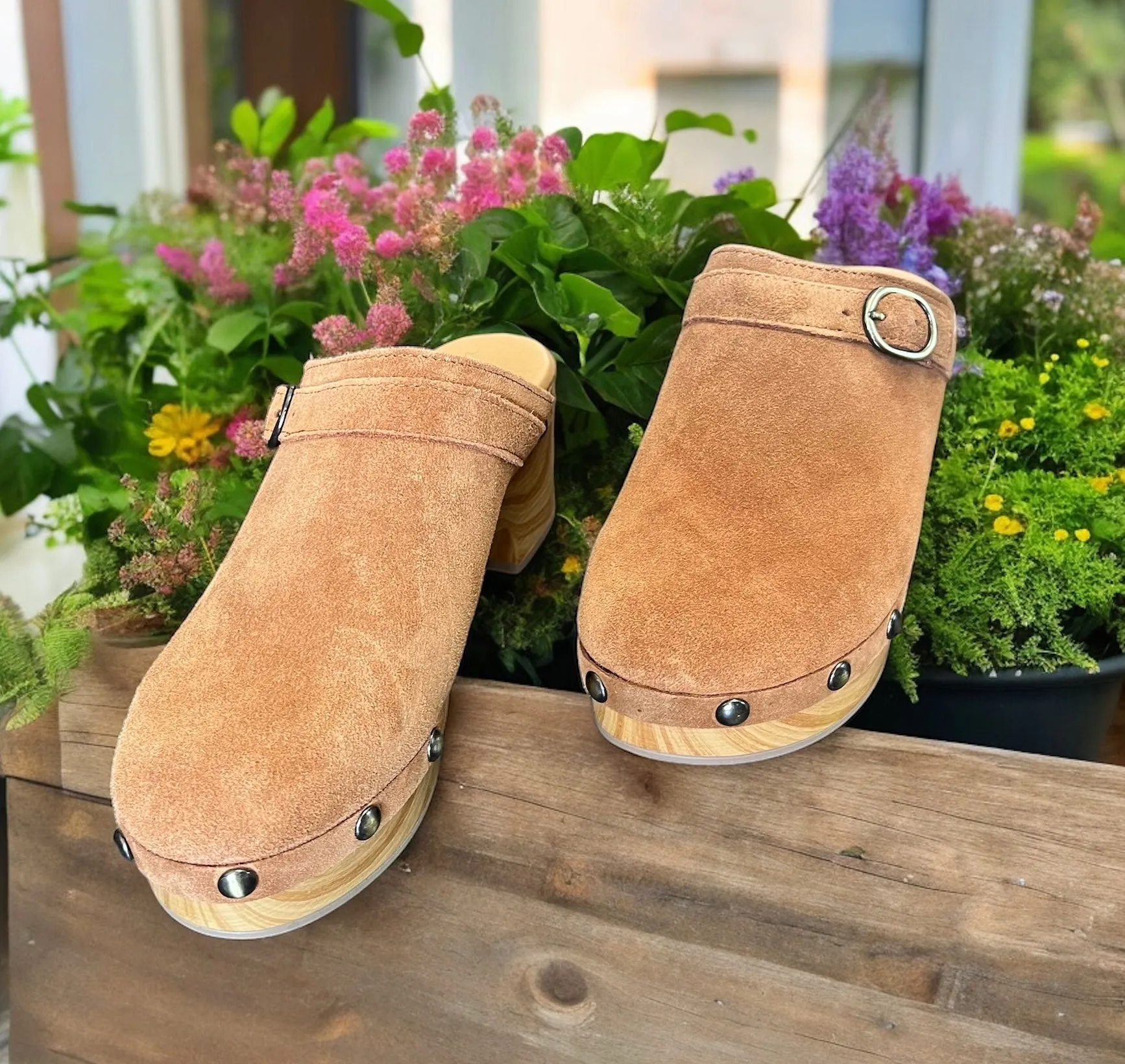 Suede Brown Sandal Clogs