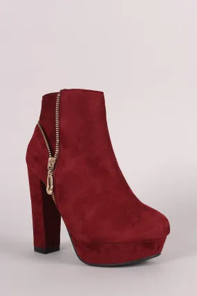 Suede Zip Up Platform Booties